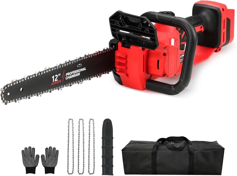 FXAFXA Brushless Electric Chainsaw 12" Cordless Tool Only for Milwaukee M18 18V Battery with Auto Oiler & Security Lock, for Tree Trimming and Branch Wood Cutting (Tool Only) (for Milwaukee 18v Battery) - Image 1